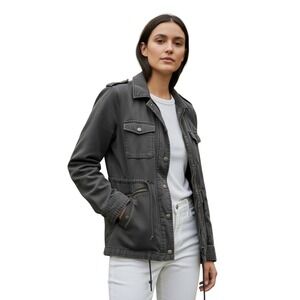 Lily Aldridge for Velvet Utility Field Jacket Charcoal Grey Distress Grunge Sz M